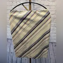 White House Black Market Ivory Striped Beaded Accent Pencil Skirt size 8