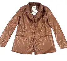 Princess Polly Blazer Jacket Size Small/Medium Morrison Faux Leather Brown NWT