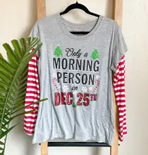 Christmas Morning Person Long Sleeve Candy Cane Tee