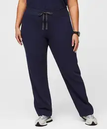 Figs Womens High Waist Livingston Scrub Pants Straight Yoga Waistband Blue XL