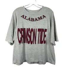 Vintage 90s Alamama Crimson Tide Roll Tide Gray Cropped T-Shirt Large L Football