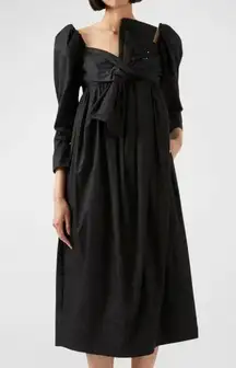 ✨SALE Aje Black Valentina Cotton Poplin Bow-Tie Midi Dress Size US 2 NWT