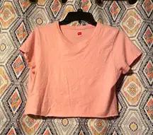 Hanes Light Pink Women's Short Sleeve Cropped Tee
