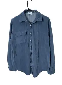 Princess Polly Blue/Gray Corduroy Button Up‎ Shacket Size 4 oversized