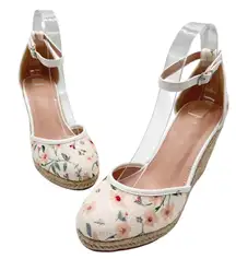 NEW Allegra K Espadrille Wedge Womens 7 Floral Ankle Strap‎ Heels Platform Shoes