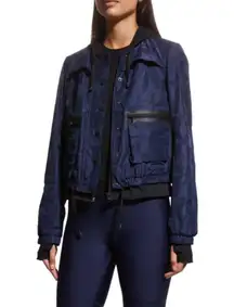 Blanc Noir Skyfall Camo-Print Aviator Jacket in Dress Blues Size XS New w/Tag