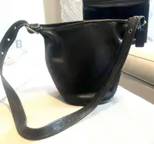 vintage hobo duffel, bucket, leather purse, black