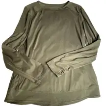 LORNA JANE Open Back Longsleeve Olive‎ Green Workout Top Mesh