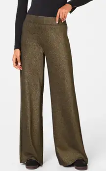 Spanx AirEssentials Shimmer Wide Leg Pants Very Black Gold Shine High-Rise Waist