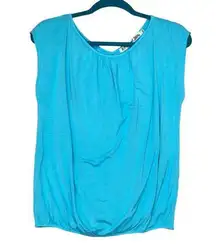 Michael Stars Womens One Size Split Back Bright Blue Blue Shirt Top