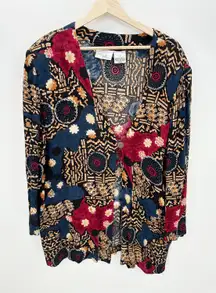 Options Button Cardigan Women 18 Printed Open Front Rayon Artsy Unique Jacket