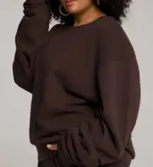 Good American Boyfriend Pullover Sweatshirt Brown 1/Small