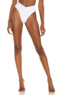 L*Space Court Bitsy Bikini Bottom White High Waisted Ribbed XS New With Tags!