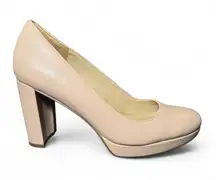 Naturalizer Women’s Size 9 Nude Platform Pumps Vegan Leather Block Heel Dress