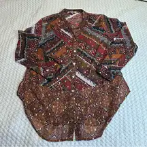 Figueroa & flower Casual Button Down Shirt with Geometric‎ Pattern size Large