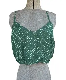 SheIn  Curve Cropped Green Polka Dot Top