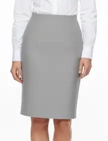 Talbots Gray Cotton Blend Pencil Skirt‎ 12 Lined Double Kick Pleat Office Work