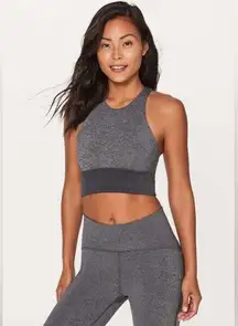 Lululemon x Soul Cycle Back In Action Bra in
Heathered Black