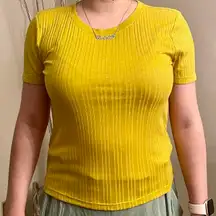 Forever 21 Golden Yellow Ribbed Short Sleeved Shirt