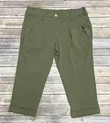 Nike Golf Cropped Pleated Dry Tech Pants 12 Army Green Cuffed