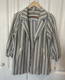 Cato White And Black Stripe Longline Blazer Size Medium