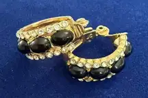 Navy and gold Clip On Earrings