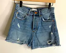 Zara basic‎ denim jean shorts distressed button fly