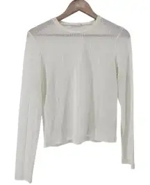 Reformation White Long Sleeve Ribbed Knit Top Casual Basic‎ Blouse Shirt XL