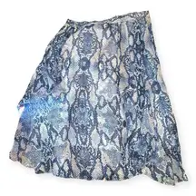 Vintage y2k Jaclyn Smith Blue Flowy Snakeskin Print Midi Skirt