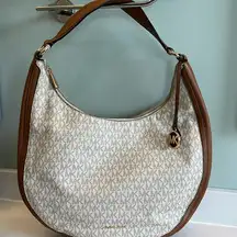 Michael Kors Lydia Vanilla MK Signature Large Hobo Shoulder Bag