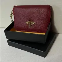 Chic Burgundy Wallet with Gold Bee Detail