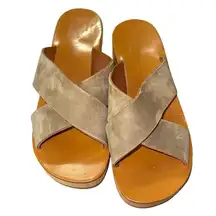 K. Jacques Saint-Tropez Wooden Sandals Suede Straps