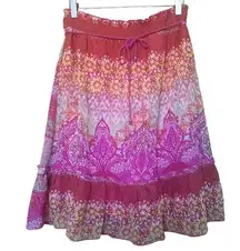 Vintage Amy Byer pink and orange floral midi skirt