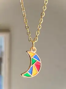 Handmade celestial whimsical retro simple moon necklace🌟