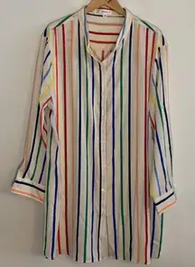 Summersalt The Short Effortless Shirtdress Coverup in Rainbow Stripe Size 1XL