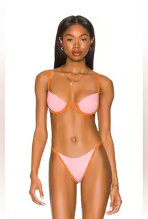 X TESSA BROOKS Nico Bikini Top in Crystal Pink & Sunbeam