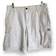 PacSun Womens Shorts Sz S Boy Fit Cargo Shorts‎ Off White Denim Pockets