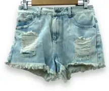Gef France Light Acid Wash Distressed‎ Skinny Fit Lepi Denim Shorts Size 6