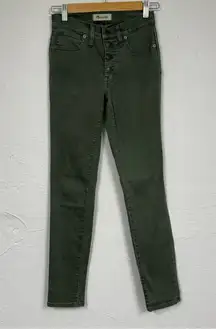 Madewell Green 9in High Rise Skinny Jeans Womens 24 Button Fly Denim Casual