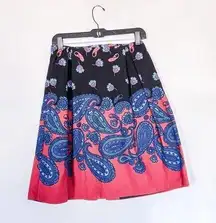 Topshop  New Women's 100% Cotton Printed Black A-line Skirt size 4