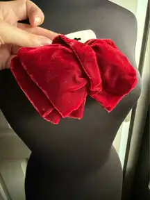 Vintage NOS 90s Etc red velvet hair bow