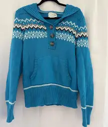 Aeropostale Blue & White hooded  women's Sweater Y2K XL