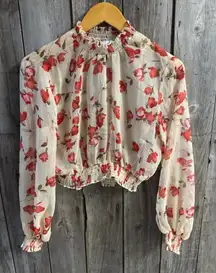 PRINCESS POLLY Sheer Flowered Blouse - US size 4