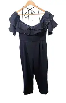 Sheike Navy Blue‎ Off the Shoulder Cropped Jumpsuit