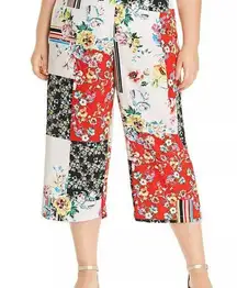 Maree Pour Toi floral patchwork print cropped pants.