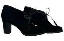Ralph Lauren Carla Suede Lace-Up Ankle Booties 9.5 – Black Leather Old Money