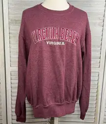 PACIFIC & CO Virginia Beach Embroidered Crewneck Sweatshirt Cranberry Heather-S
