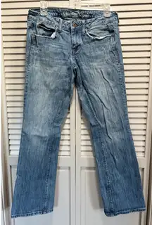 American Eagle Jeans True Boot Light Wash Low Rise Size 6 Pockets Boho Casual
