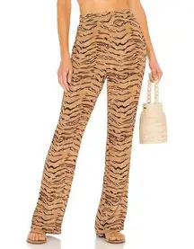 NWT WEWOREWHAT XS Tiger Print High Rise Flare Pants