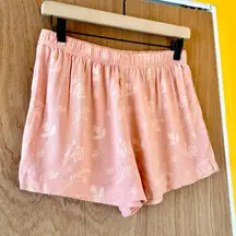 Disney Beauty and The Beast Pink High Waist Pajama Shorts - Small